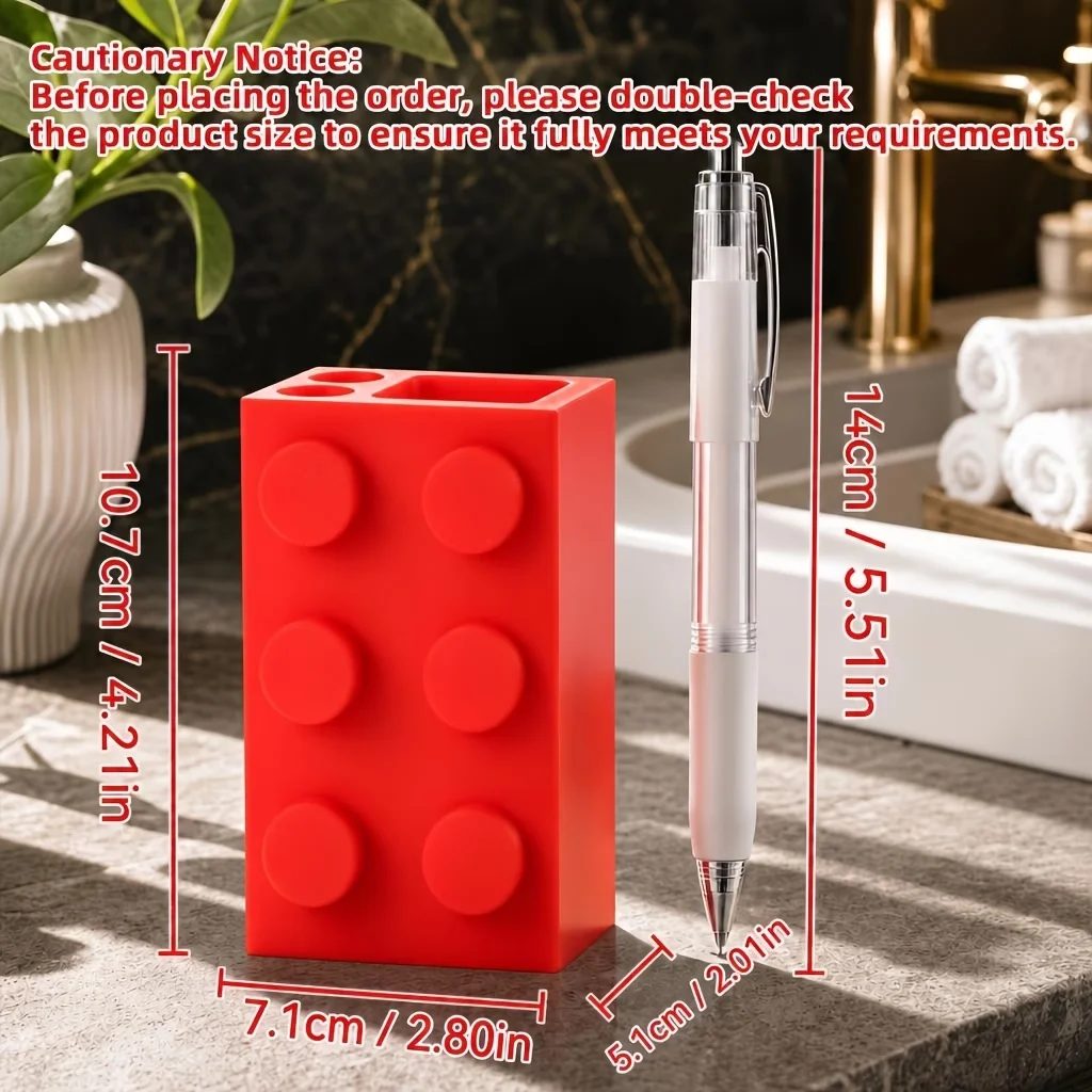Building Block-Style desktop Storage Rack, Multi-Functional Pen Holder and Toothbrush Holder, Organizing and Storing