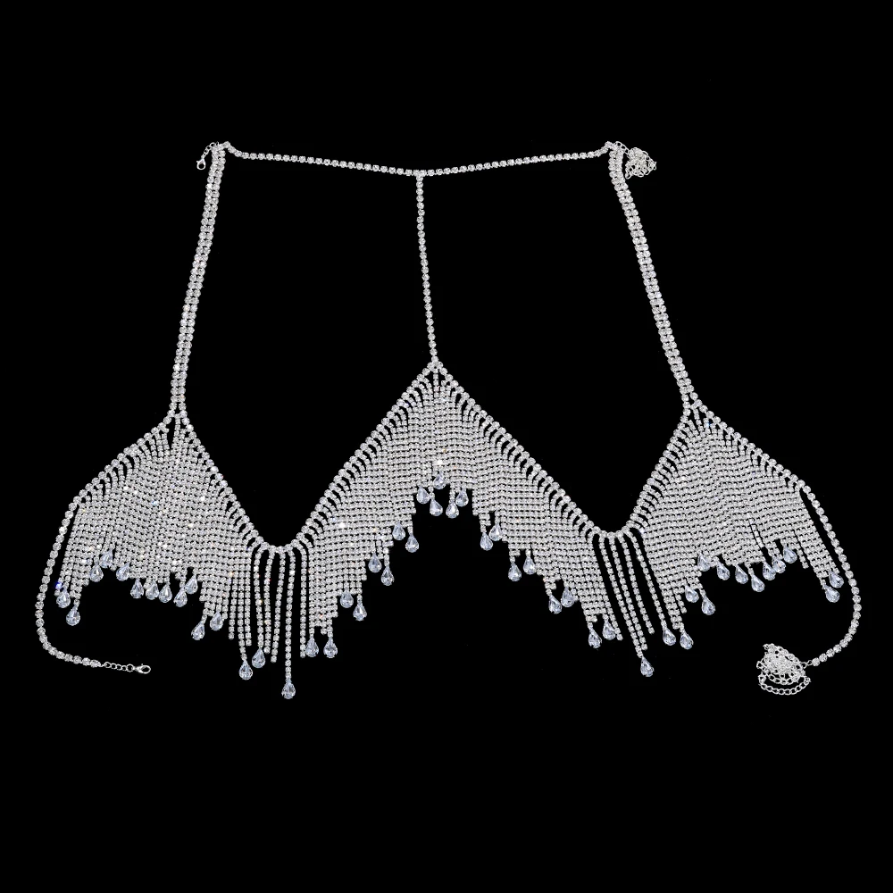 XSBODY Luxury Tassel Bikini Decorations Designer Women New Bohemian Beach Pendant Sexy Chest Bra Chains Lingerie Nightwear