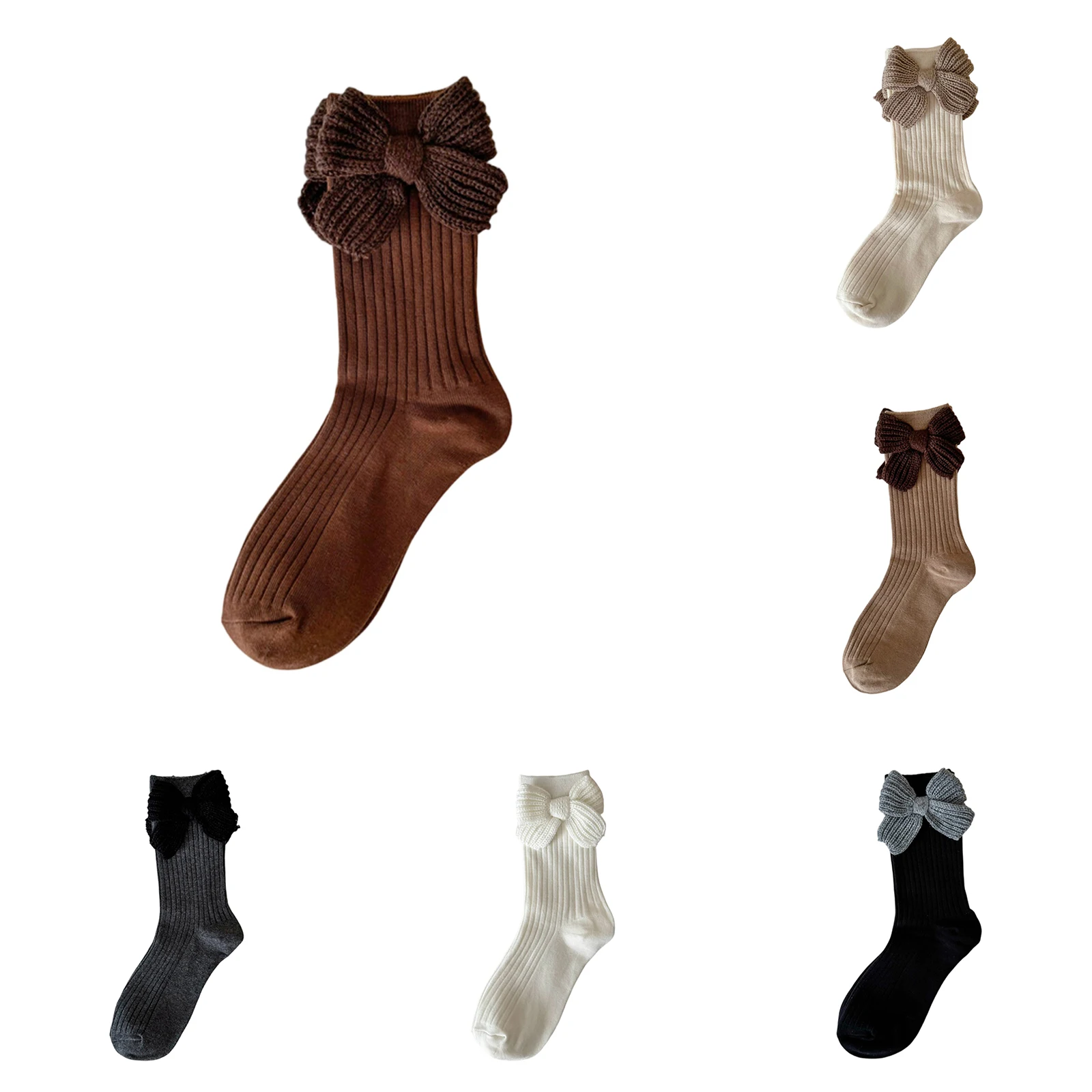 

Женские носки с бантом кофейного цвета, майярская пряжа, длинные носки-трубы с ворсом, верхние носки Calcetines Mujer Calcetines Divertidos