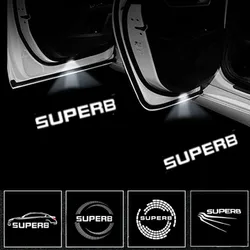 Lumière de bienvenue de porte de voiture à LED, budgétaire de logo laser pour Skoda Superb 2009, 2010, 2011, 2012, 2013, 2014, 2015 -2023, accessoires automobiles, 2 pièces