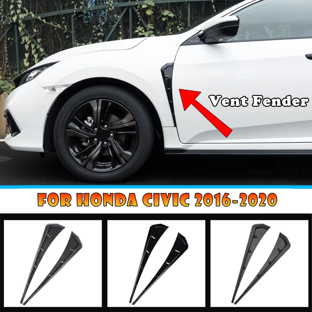 

Car Shark Grille Grill Air Flow Side Vent Fender Flare Air Wing Vent Cover Decoration For Honda Civic 2016 2017 2018 2019 2020