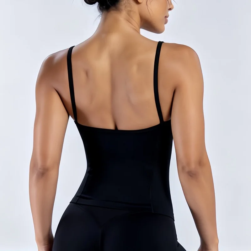 HISTELLO Impact U-Ausschnitt-Top für Damen, nahtlos, dünne Träger, schmale Passform, Yoga-Weste, hautfreundlich, weich, dehnbar, für Fitness, Laufen, Workout. – Detail 11