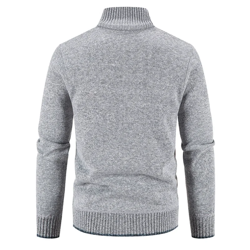 Men Cardigan Sweaters 2024 Winter Warm Warm Thickened  Solid Casual Zipper High Collar Knitted SweaterCoat  Jackets Men Clothing