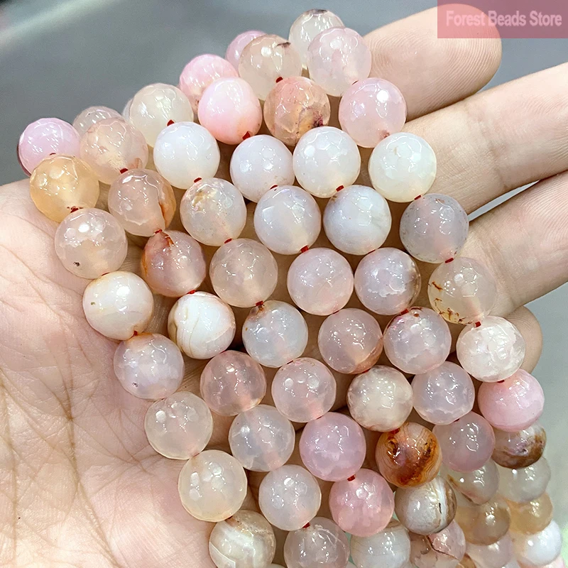 Natural Faceted Light Pink Cracked Dream Dragon Veins Agates Round Loose Beads 15'' Strand 10mm Diy Rings Bracelet Accessories