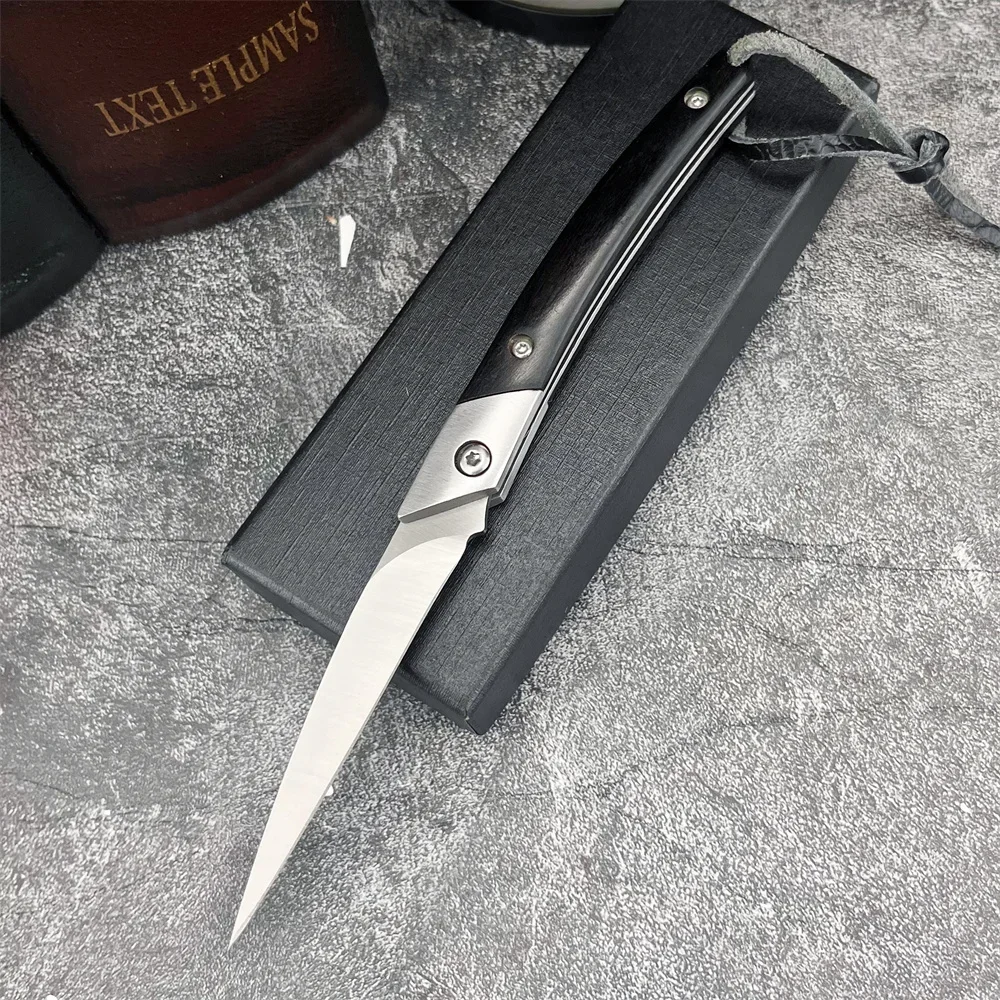 Multifuncional bolso faca dobrável de aço inoxidável d2 lâmina ébano lidar com acampamento ao ar livre aventura escalada faca combate