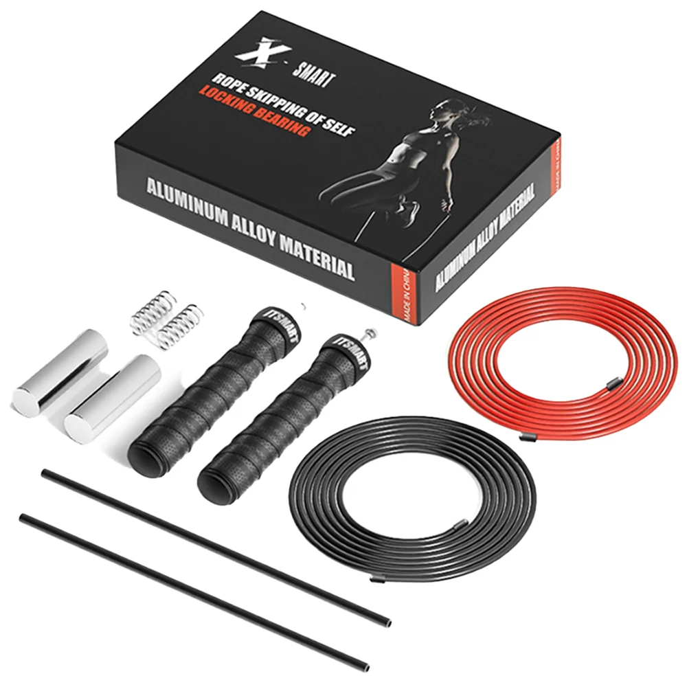 Conjunto de corda de pular de fio de aço ajustável com rolamentos de aço carbono esportivo para treinamento físico fitness
