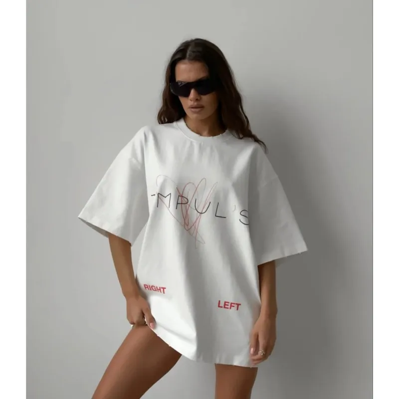 Neue Sommer-Baumwoll-T-Shirts für Damen 2026 – Bedruckte Linien- & Schriftmuster, lässige, günstige Modekleidung für Damen, Alltag, Büro, Date, Studium, Top