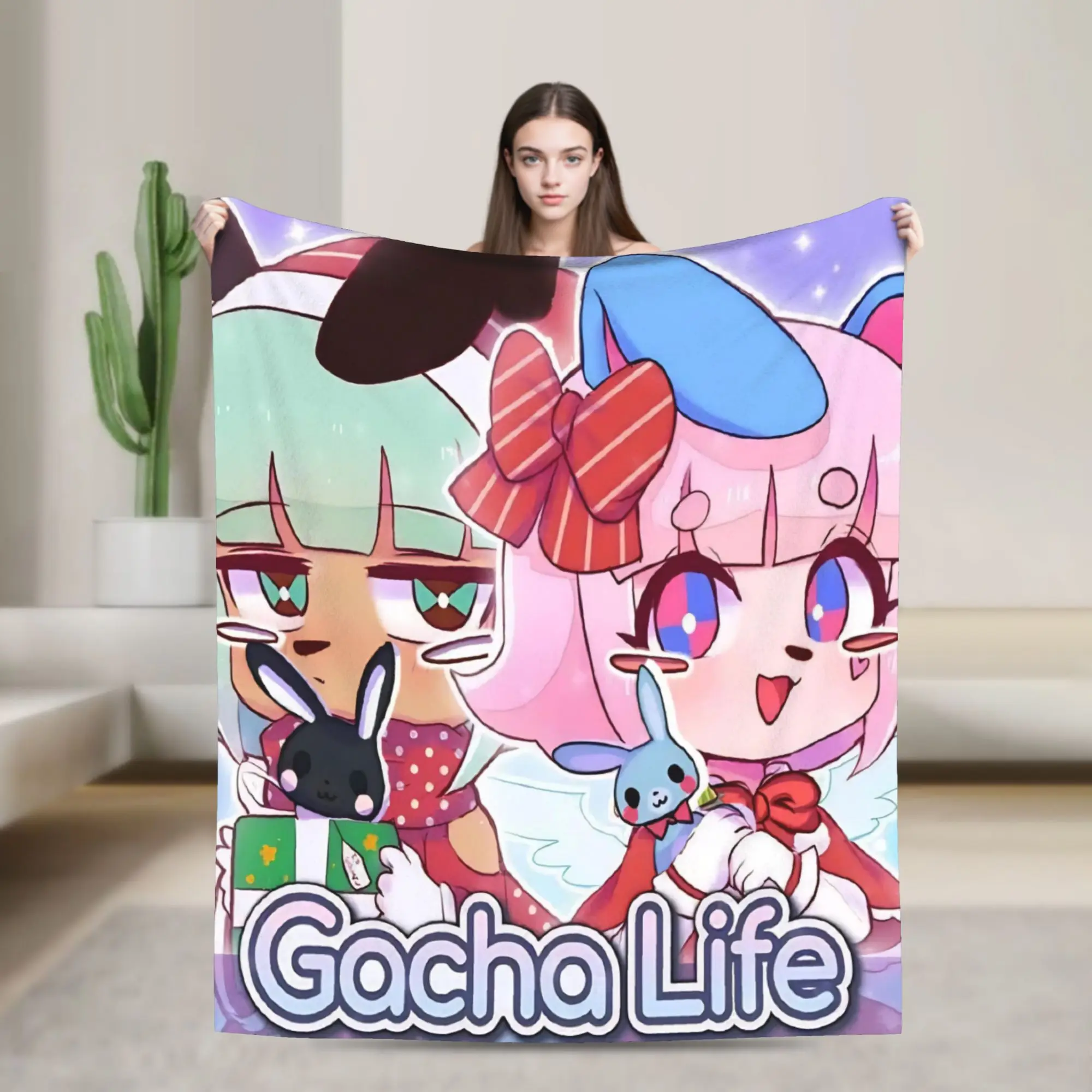 Gacha Life Cartoon Blankets Flannel  Relax Super Soft Throw Blanket for Sofa Bedspread