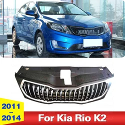 Racing Grills ABS Chrome Front Grille For KIA Rio K2 2011-2014 Around Trim Racing Grills Trim Racing Grills Car Anterior Reticul