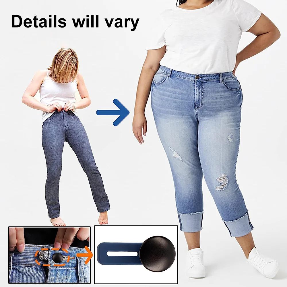 1pc Metal Button Extender for Pants Jeans Free Sewing Adjustable Retractable Waist Extenders Button Waistband Expander