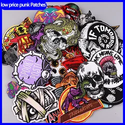 Random 10/20/30/40/50PCS Punk Patch Skull Embroidery Patch Iron On Patches For Clothing Ironing Sticker Punk Animal Sew Applqiue