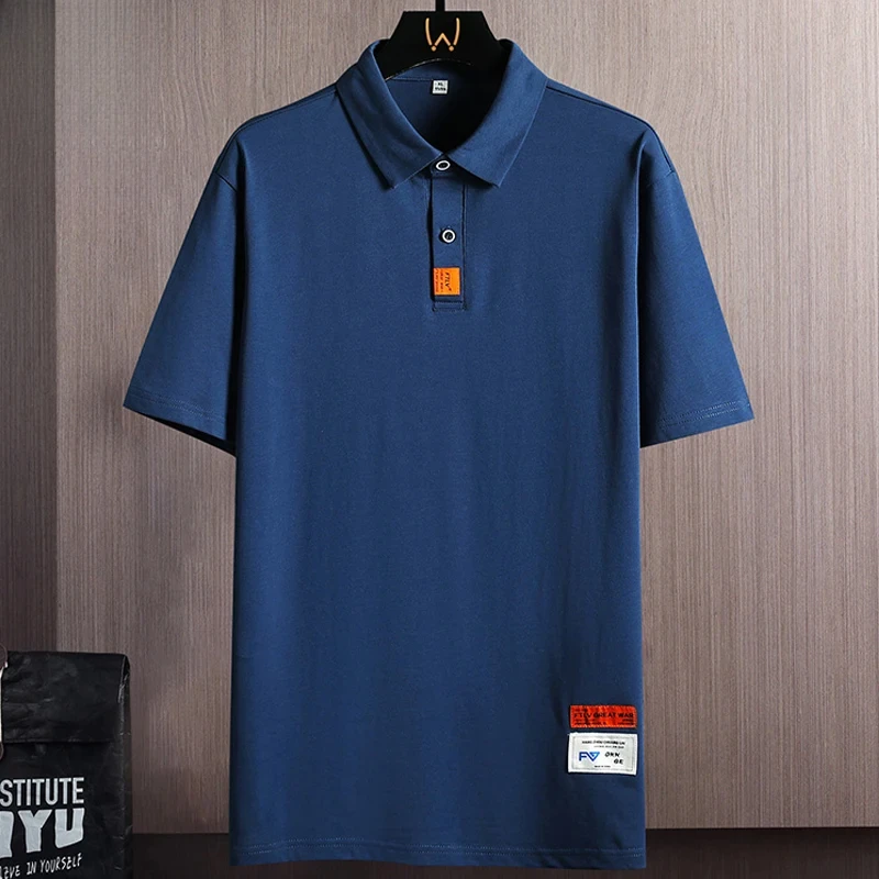 

polo shirt men summer new high quality cotton mens Short sleeve Solid color embroidery Business casual polo shirt size M-4XL 881