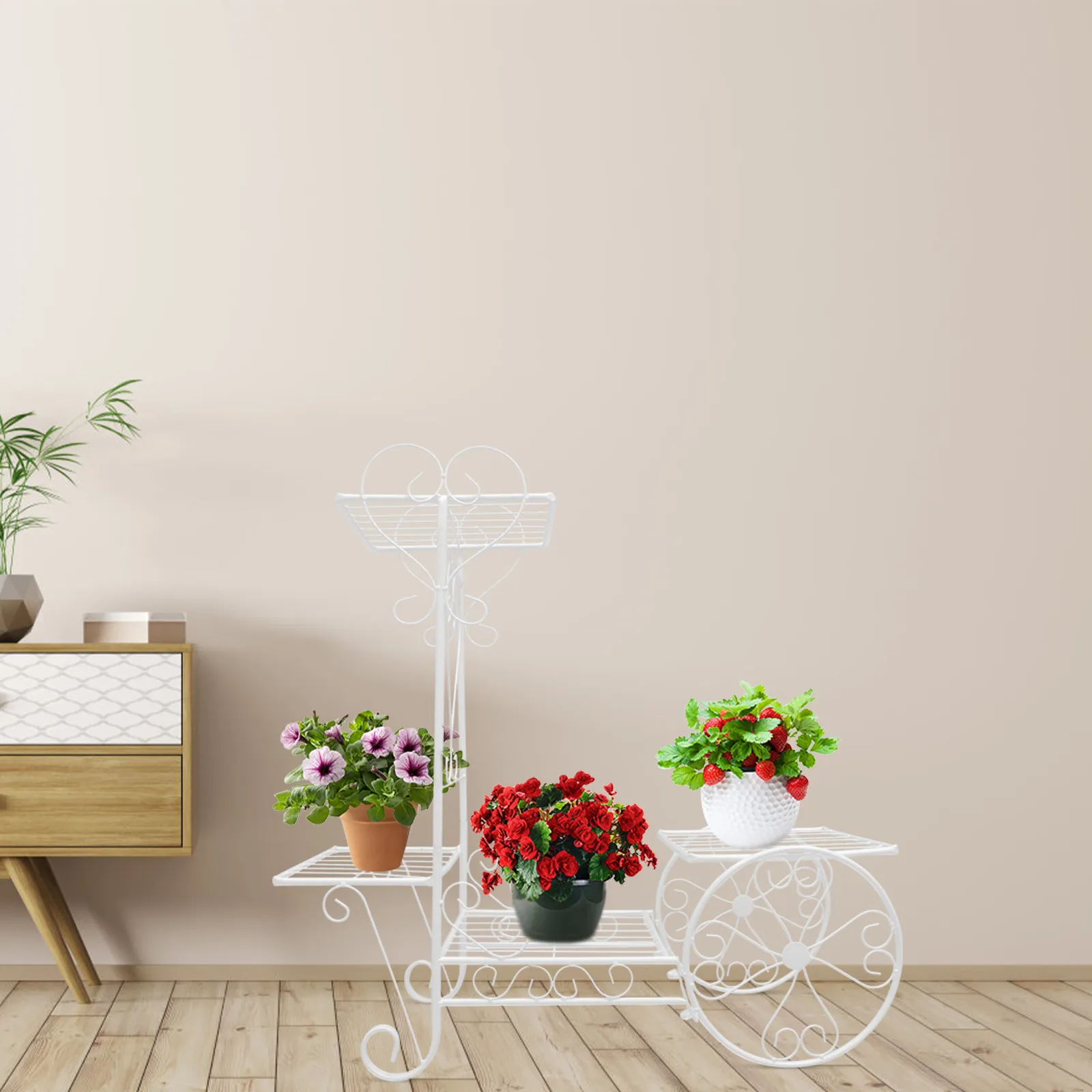 

1Pcs Iron Plant Stand Decorative Flowerpot Rack Indoor Storage Flower Shelf Creative Flowerpot Holder Balcony Office Storage