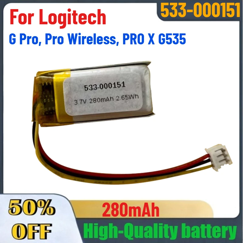 

High-Quality 533-000151 280mAh Replacement Mouse Battery For Logitech G Pro, Pro Wireless, PRO X G535 Fast Shipping
