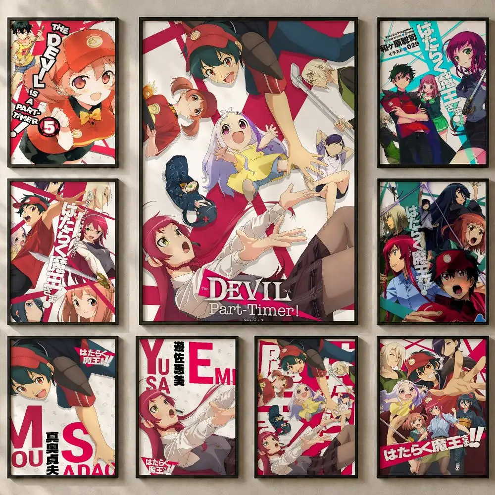 Anime T-The Devil Is a Part-Timer!S Poster Art  Self-Adhesive No Glue Residue Wall Sticker for Home Office Nursery