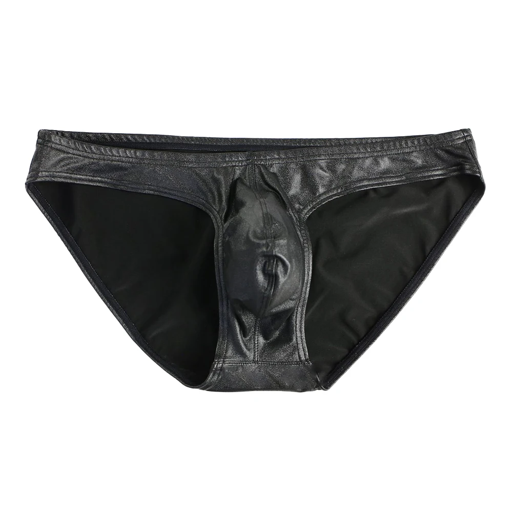 

Sexy Lingerie Mens Low Waist Underpants Gay Sissy Bulge Pouch Panties Comfortable Underwear Bag Faux Leather Briefs Knickers