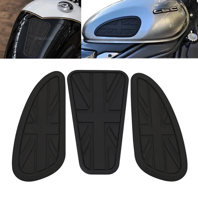 Universal Motorcycle Anti-slip Tank Pads Fuel Gas Knee Grip Traction Pads Protection Sticker Side Decal For T100 T120