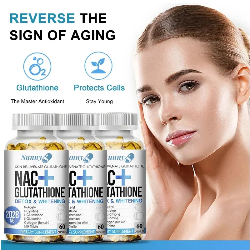 مكمل NAC L-Glutathione يدعم البشرة الجميلة والبشرة الصحية ومضادات الأكسدة والمناعة والصحة العامة