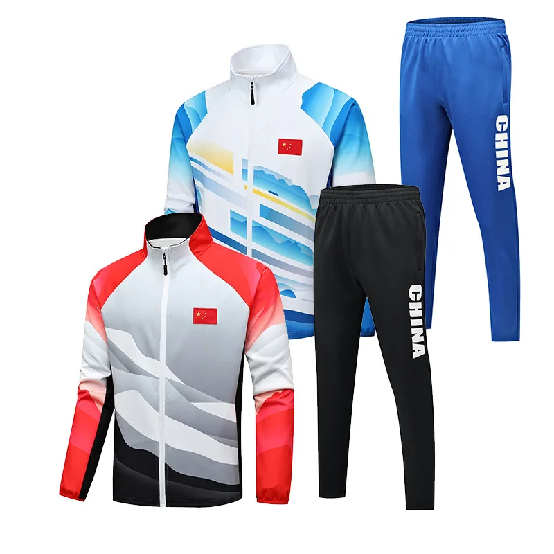 Unisex Student Uniform Chinese Teams Tennis Player Training Suits Jacket + Pants Athlete Award Winning National Team Clothing