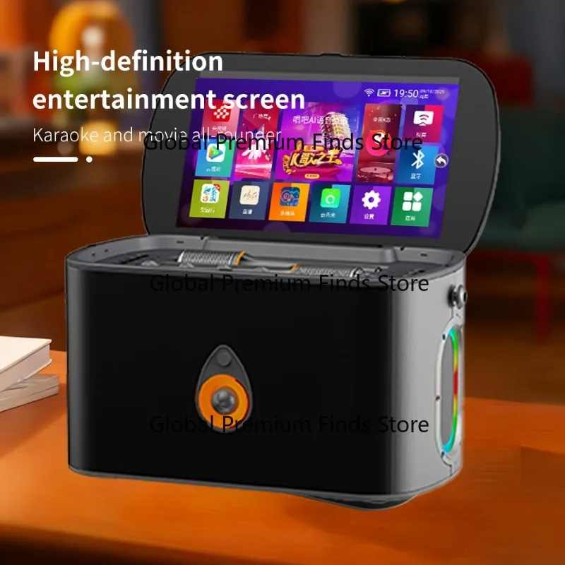 Touch Screen Karaoke All-in-One Machine Portable Outdoor Home KTV Speaker Dual Microphone YouTube Singing Device