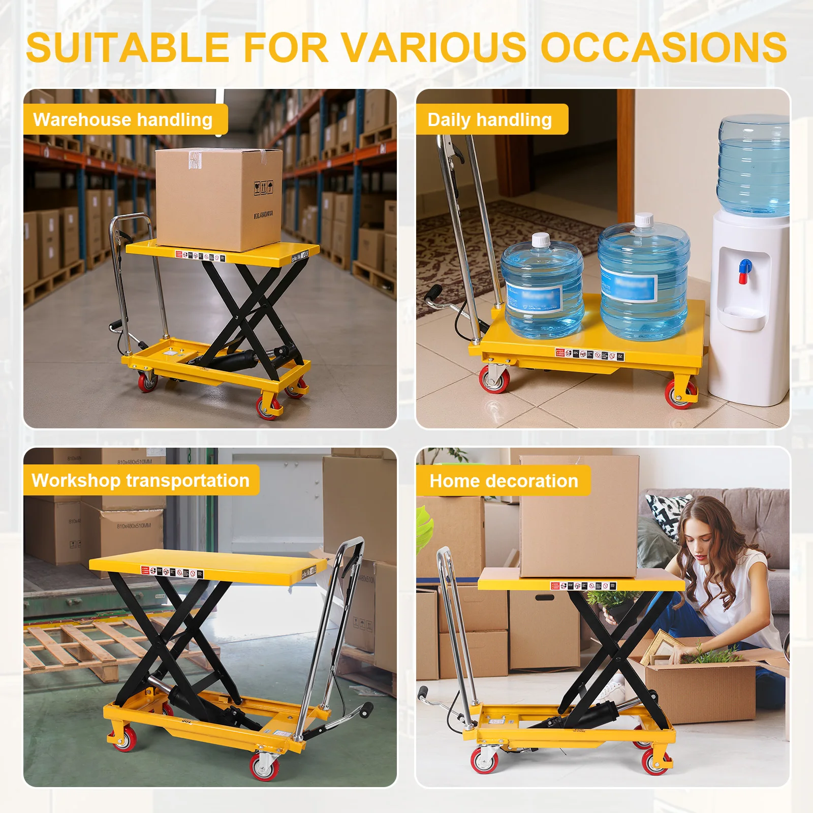 

Hydraulic Scissor Cart with Lifting Table Manual Single Scissor Lift with Non-Slip Pad for Material Handling and Transportation