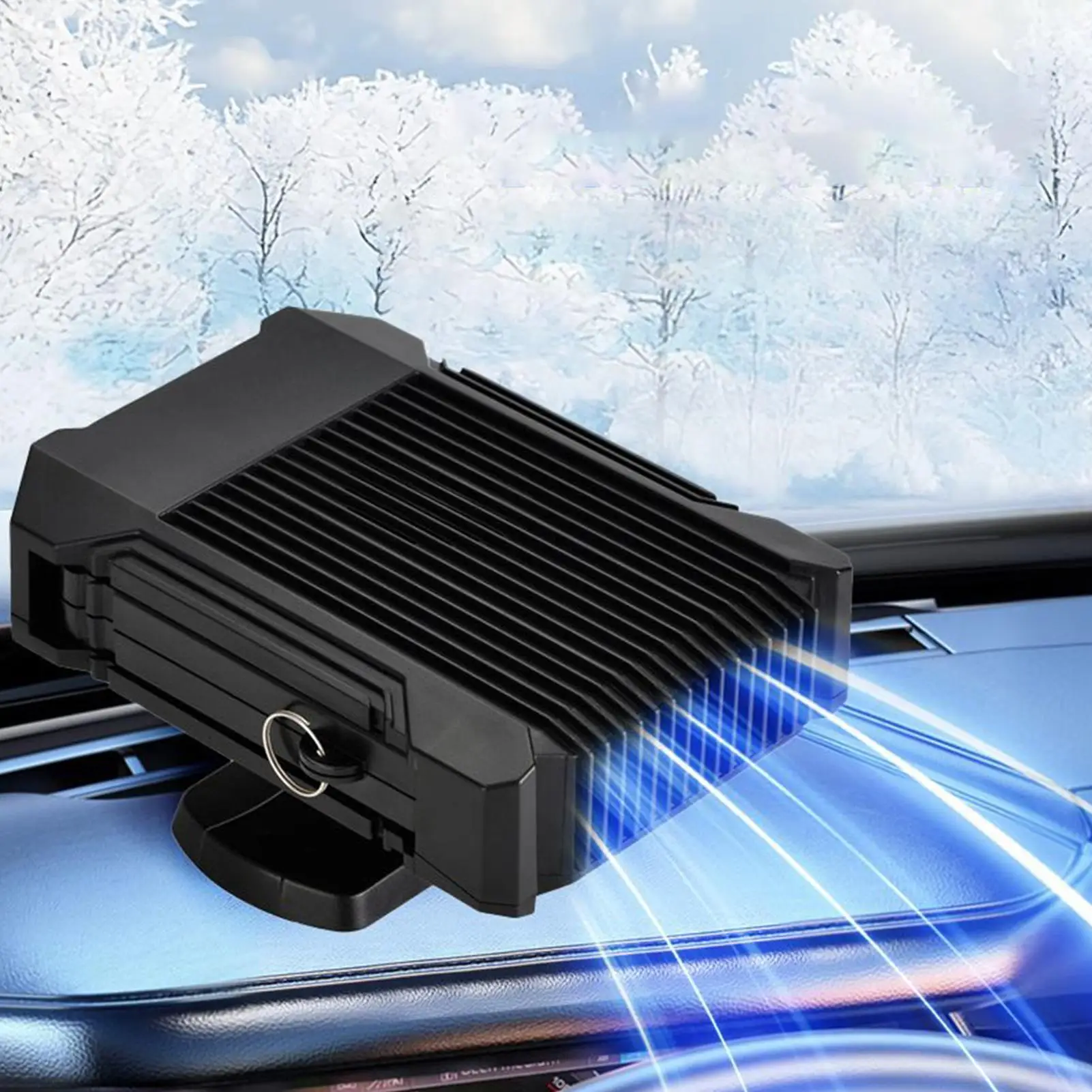 Car Heater with 360 rotating base Portable Fast-heating Electric Heaters Adjustable Angle Quiet Fan for Vehicle Offices