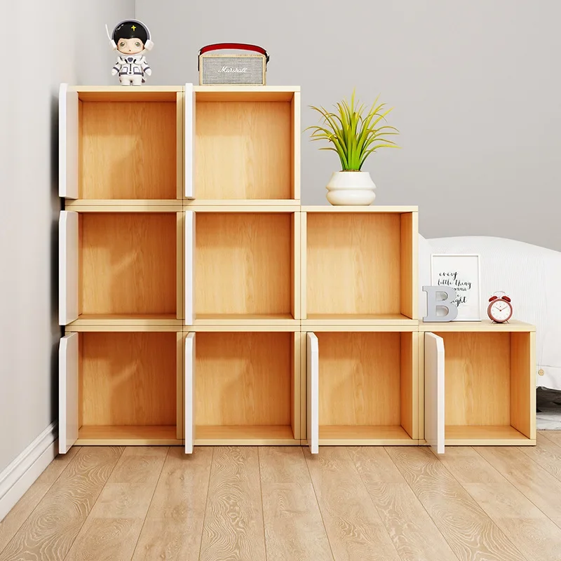 

Shelf Floor-to-ceiling Bookshelf Storage Display Shelf Free Combination Lattice Cabinet Household Bedroom with DoorStorage Small