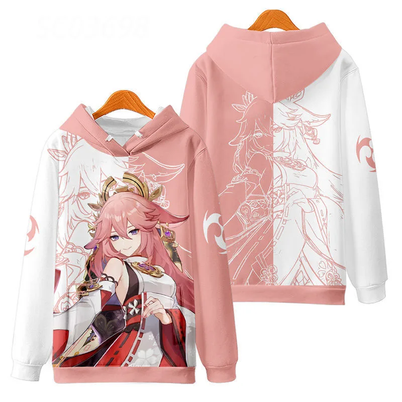 3D Printed Tops Unisex Hooded Sweatshrits Genshin Impact Yae Miko Cosplay Hoodies Outwear Noelle Oversize Pullovers Harajuku