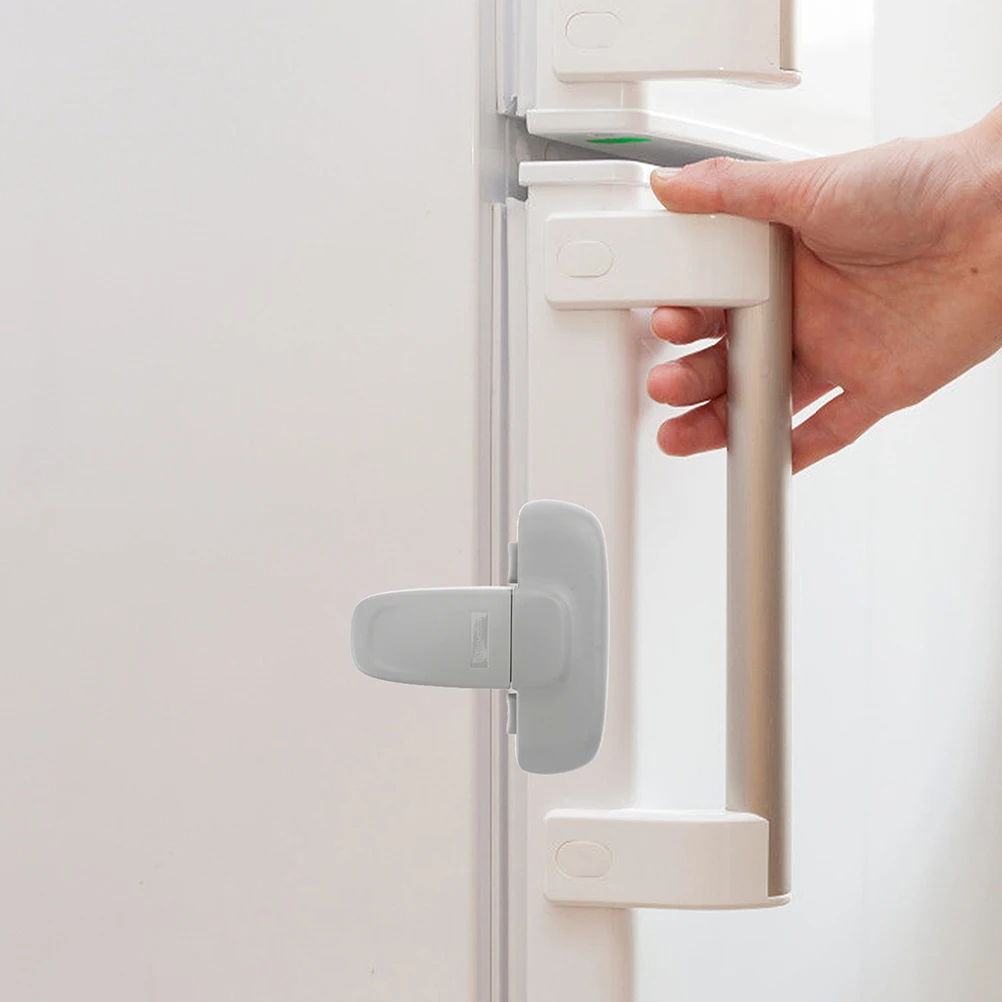 2 Pcs Refrigerator Lock s Freezer Latch Cabinet Door Security Anti Pinch Plastic