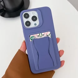 Funda de teléfono con soporte para tarjetas y billetera de lujo para iPhone 15, 14, 13, 12, 11 Pro Max, soporte de pulsera plegable, cubierta dura a prueba de golpes