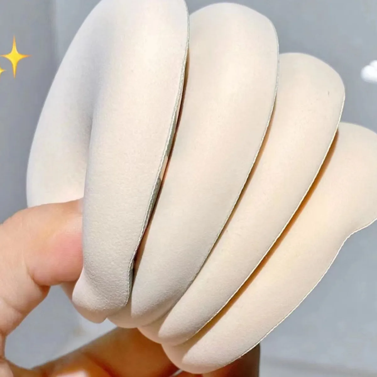 柔らかい革のメイクアップスポンジ,エアクッション,ファンデーション,化粧品パフ,ウェットおよびドライ用,綿のメイクアップツール,3ユニット