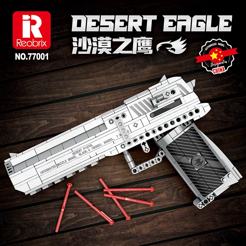 

Reobrix77001 Desert Eagle can fire puzzle Building block pistol model boy toy gift pcs408