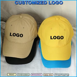 Custom LOGO Sports Baseball Hat Men Women Summer Outdoor Quick-Dry Caps Hiking Hunting Cap Solid Color Adjustable Fitted Cap
