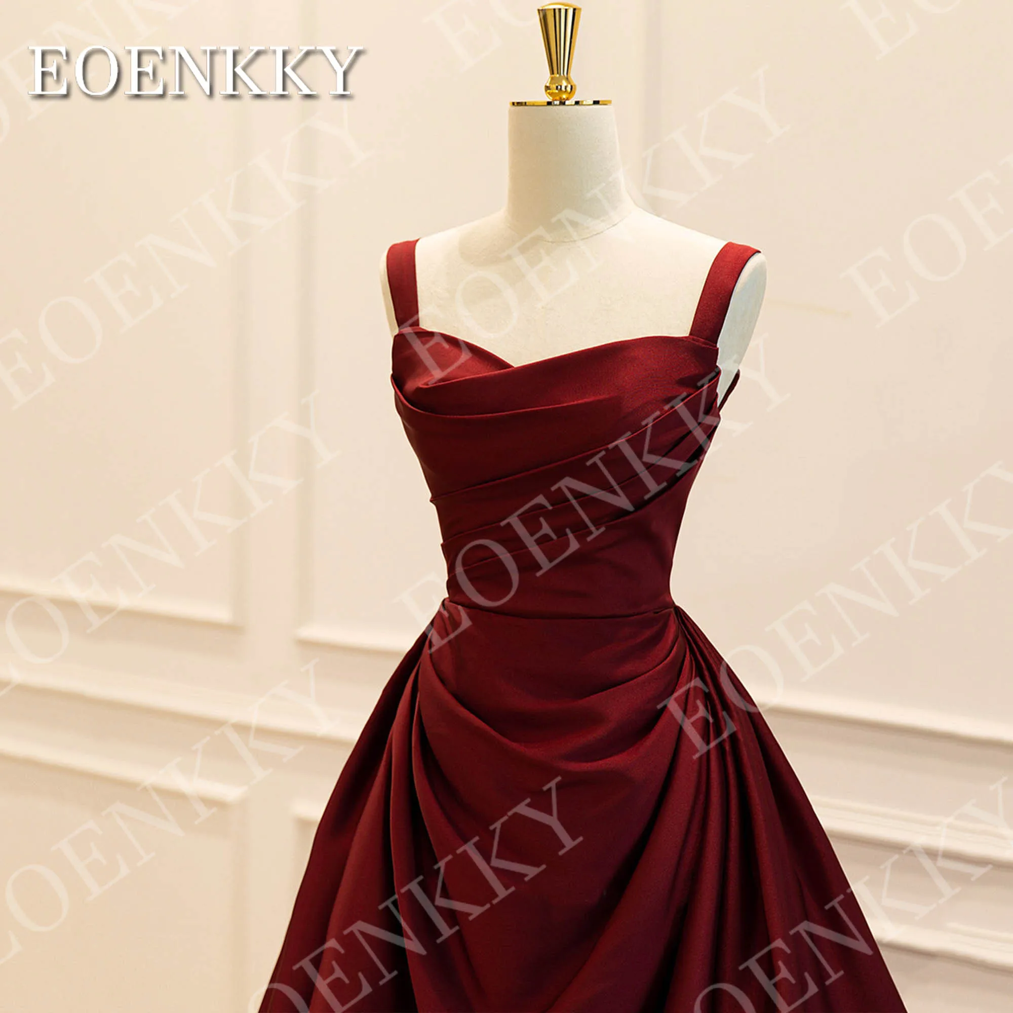 EOENKKY robes de soirée en Satin élégantes pour femme longue bordeaux col en V une ligne robe de soirée formelle robe de soirée personnalisée Robes de soirée élégantes en satin pour femme longue Bourgogne V col une lig