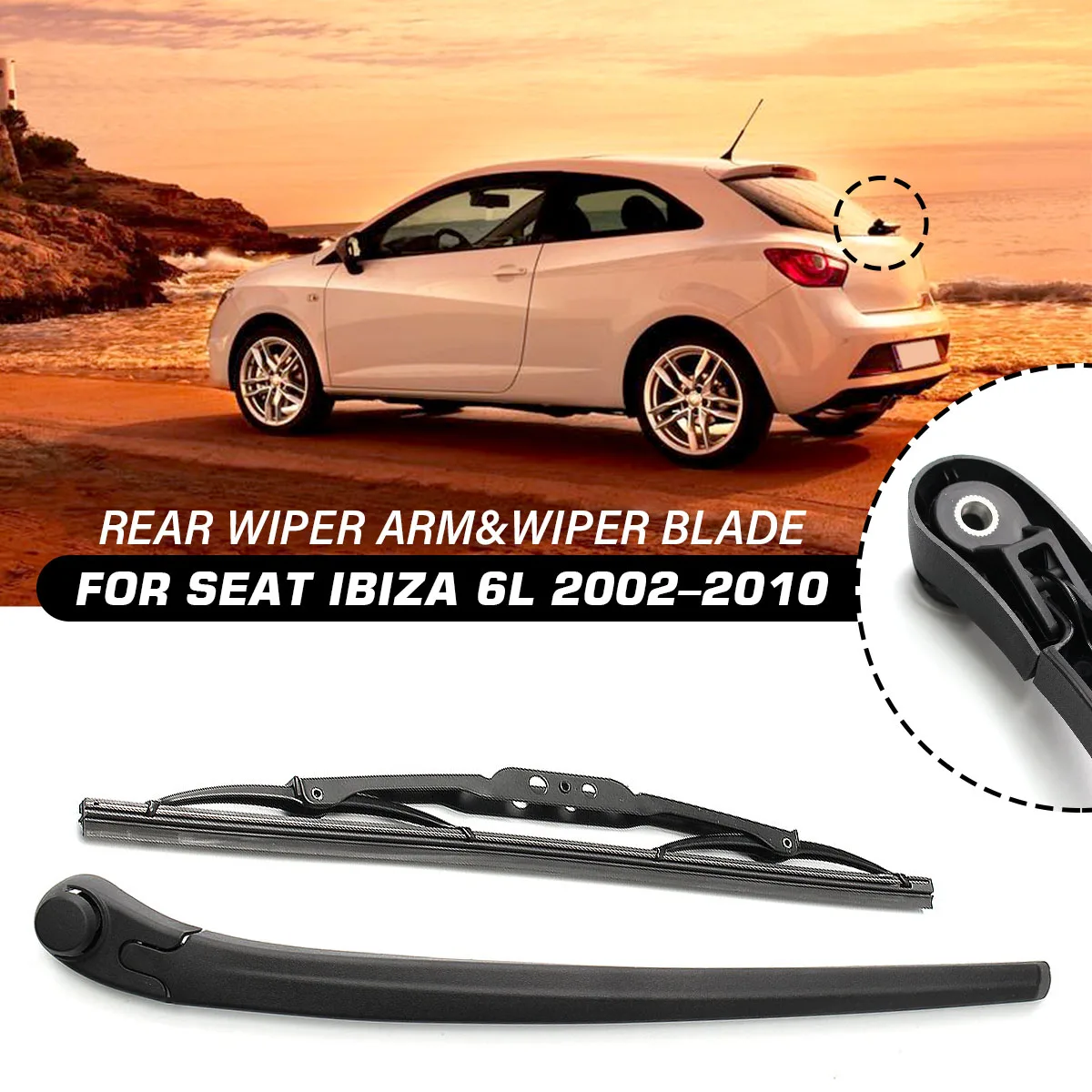 2PCS Car Rear Window Windscreen Wiper Arm Blade For Seat Ibiza 6L 2002-2010 6Q6955707C Car Accessories