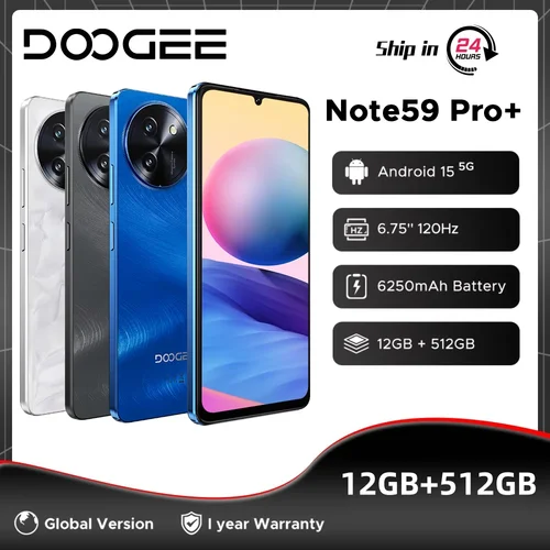 Versión Global Doogee Note59 Pro+ 5G Smartphone 36Gb(12+24)