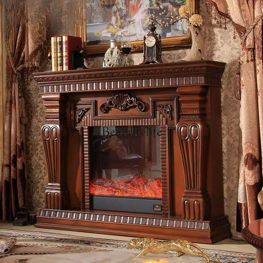 

01 Medieval style fireplace decorative cabinet American electronic simulation flame heating fireplace core
