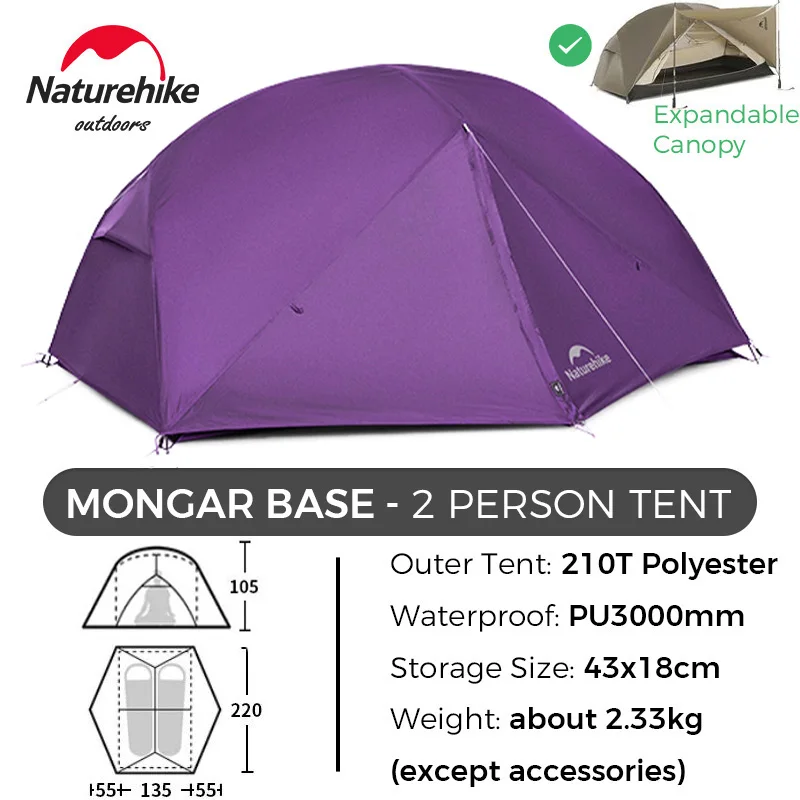 Naturehike Mongar Tent PRO/UL/BASE 1 2 3 Person Expandable Canopy