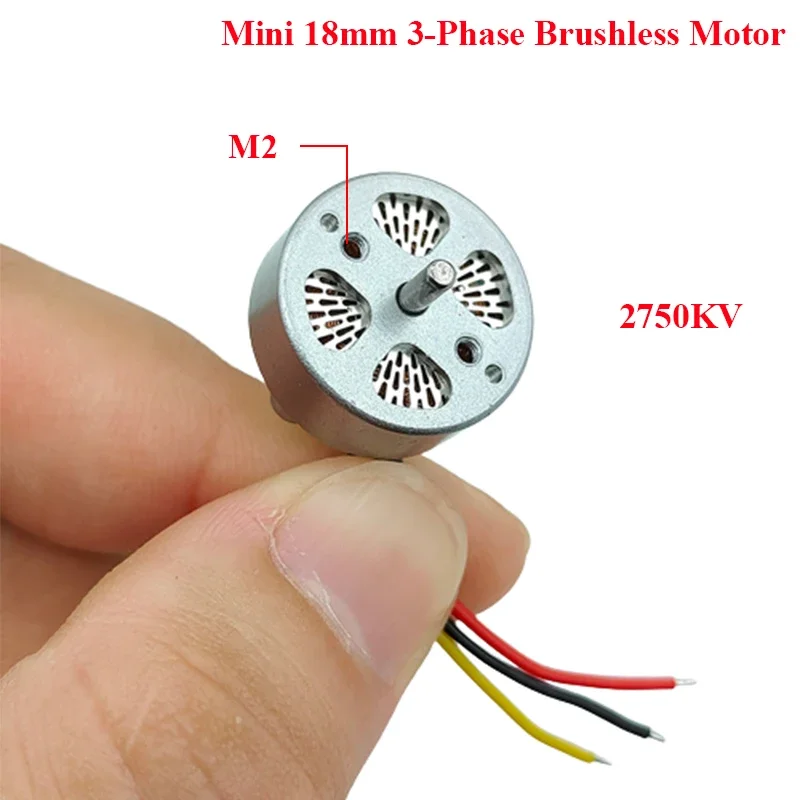 2750KV Mini 18mm 3-phase Brushless Motor 2S-3S High Speed Brushless Engine 2mm Shaft DIY RC Drone FPV Quadcopter Aircraft Model