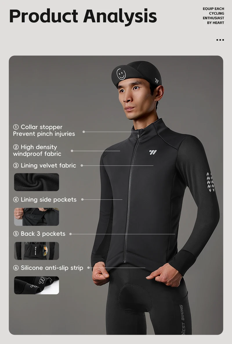 WEST RADFAHREN Männer Halten Warme Radfahren Jacke Winter Herbst Winddicht Thermische Fleece Fahrrad Mantel Wärme Lagerung Windjacke Fahrrad Jacke – Detail 7