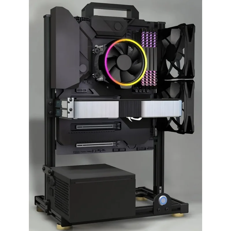 Open Rack Gamer Cabinet ATX MATX ITX Motherboard Gaming Computer Chassis All Aluminum Fan Water Cooler Cooling Desktop Case DIY