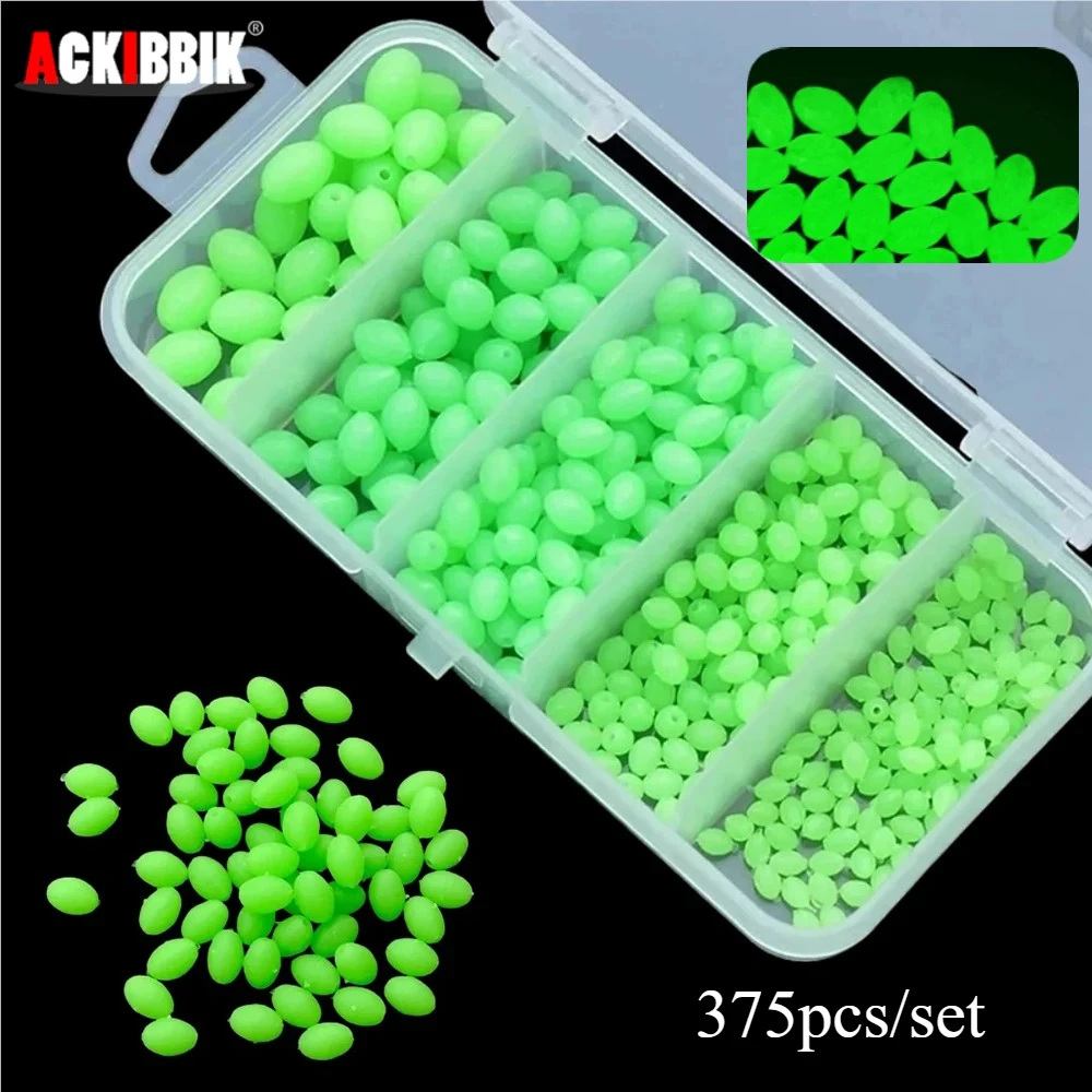Ackibbik 375pcs/box Luminous Fishing Beads Sea Fishing Accessories Soft Worms Glow Sea Fishing Lure Bait Night Fishing Bead
