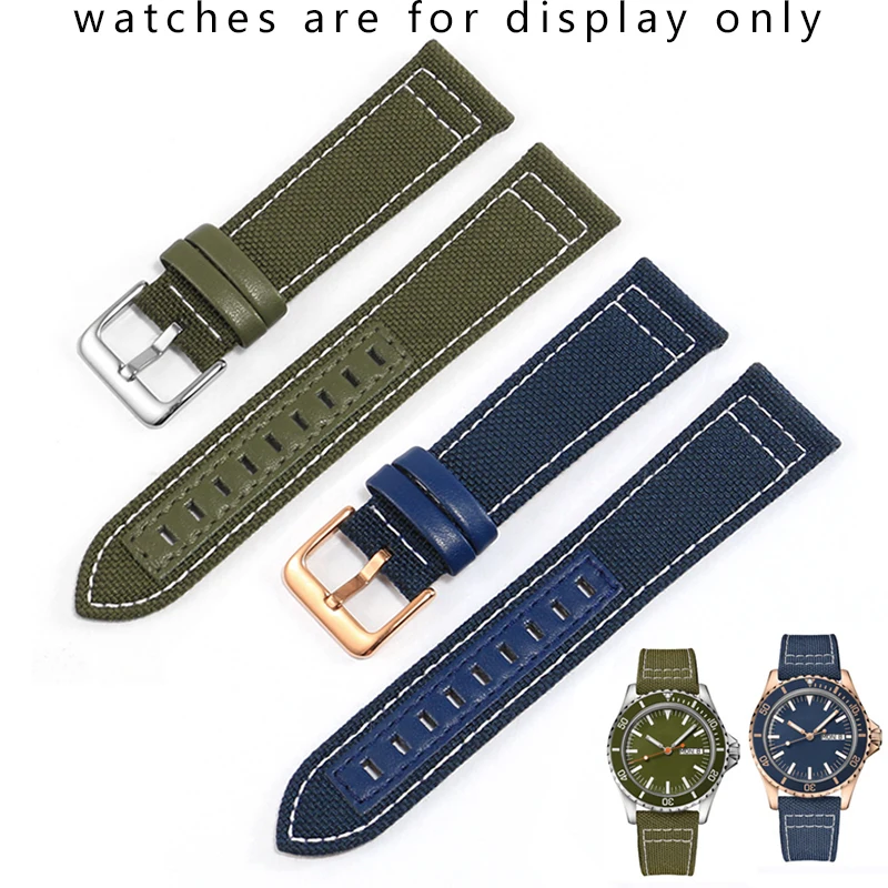 

Soft Canvas Watchband Replacement Belt For Mido M026.830 Series Blue Army Green Nylon Wristband 21mm Give Tool