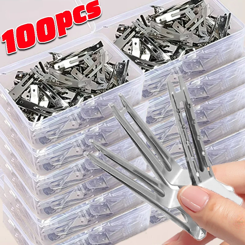 

10/100Pcs No Crease Double Prong Curl Hair Clips No Bend Salon Fixed High Skull Artifact Hairpin for Women Salon Hair Style Tool