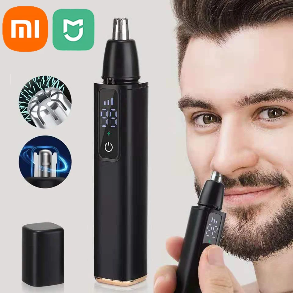 Xiaomi MIJIA Electric Nose Hair Trimmer Remover Type-C Fast Charging USB Charging LED Display Safety Face Cleaning Care Kit