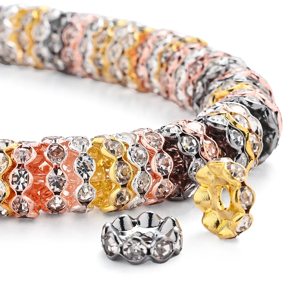 30 Stück 12mm Strass-Perlen aus Legierung, bunte Rondelle-Blumenperlen mit großem Loch für Schmuckherstellung, DIY-Armbänder, Bastelarbeiten – Detail 2