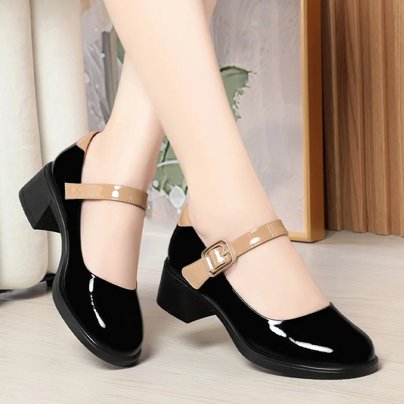 Block Platform Pumps Spring Autumn Women  2024 Broadband High Heels Shoes Ladies Elegant Black Office  Shallow One-word New