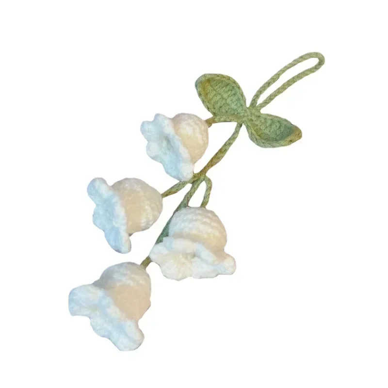 Car Pendant Lily Handmade Crochet Decoration Bluebell Flower Rearview Mirror  Car Hanging Accessories for Girls Gift