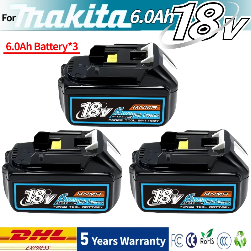 

For Makita 18V 6.0Ah Battery⚡ Replaceable BL1830 BL1850 BL1860B Lithium Power Tool Battery Rechargeable Express Logistics⚡⚡⚡