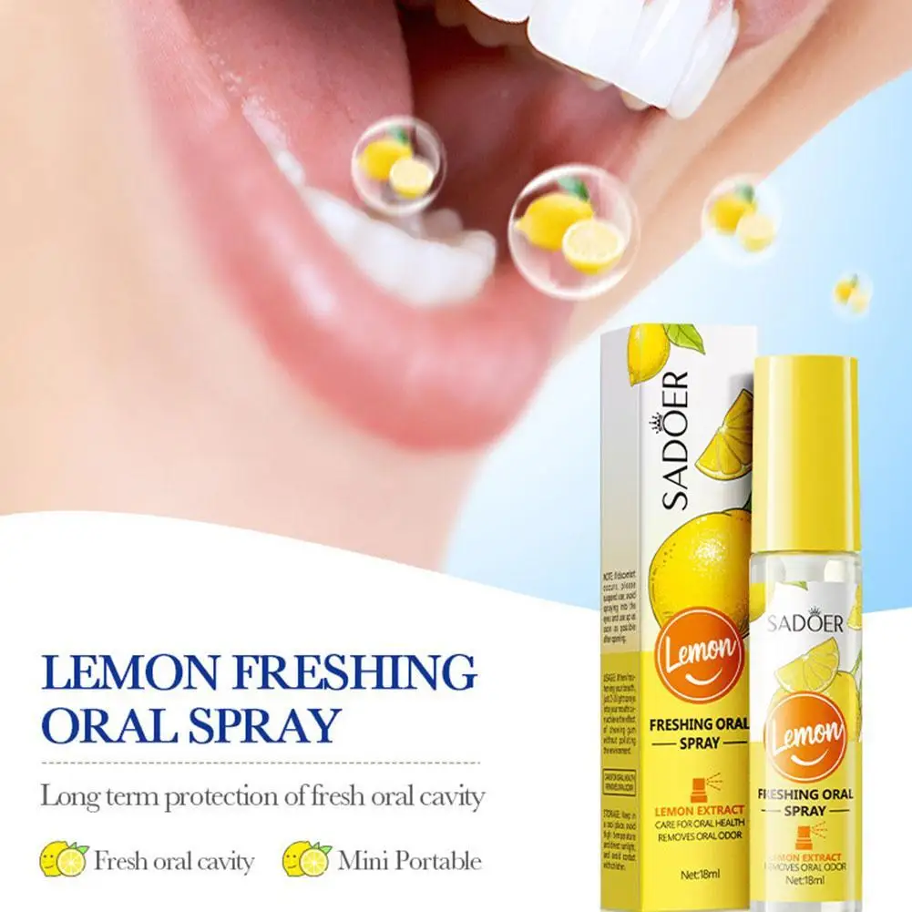 

18ML Breath Freshener Spray Lemon Mint Peaches Flavor Artifact Female Male Portable Breath Kissing Mouth Spray Cleaning Spray